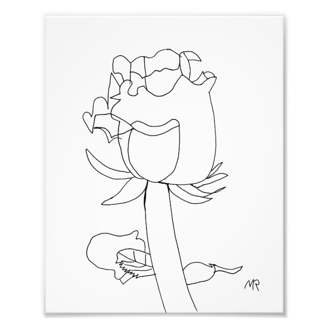 Line Zeichnend Blume Print Fotodruck (Vorne)
