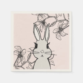Line Zeichnend Bunny Spring Party Serviette