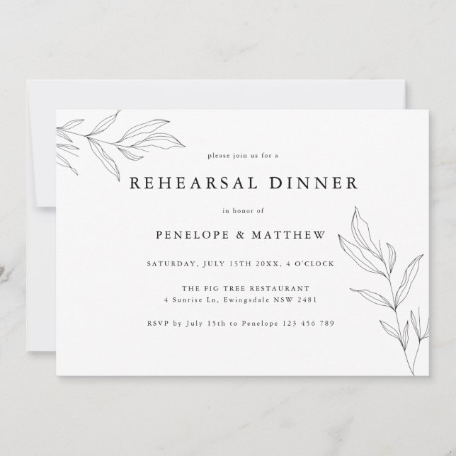 Line Zeichnend Folage Leaf Probe Dinner (Vorderseite)