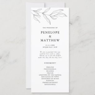 Line Zeichnend Foliage Leaf Hochzeitsprogramm