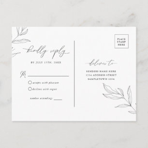 Line Zeichnend Foliage Leaf UAWG Postkarte
