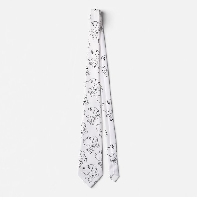 Line Zeichnend Great Dane Head Neck Tie Krawatte (Vorderseite)