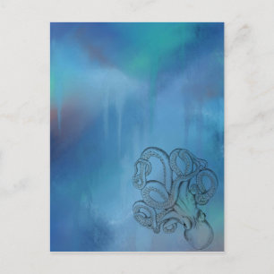 Line Zeichnend Realismus Octopus Postkarte