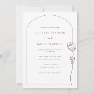 Line Zeichnend Rose Blume Hochzeit Einladung