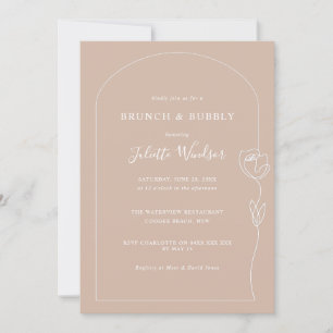 Line Zeichnend Rose Brunch & Bubbly Einladung