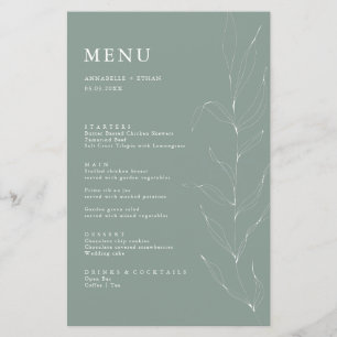 Line Zeichnend Sage Foliage Menu Card