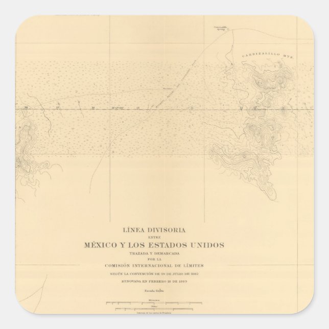 Linea Divisoria Entre Mexico 3 Quadratischer Aufkleber (Vorderseite)