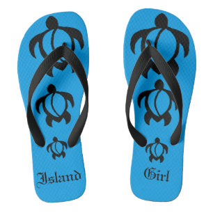 LineA "Island Girl" Black Honu Flip Flops