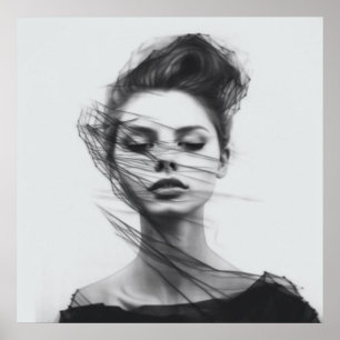 Lineale Kunst Zeichne weibliches Body Poster