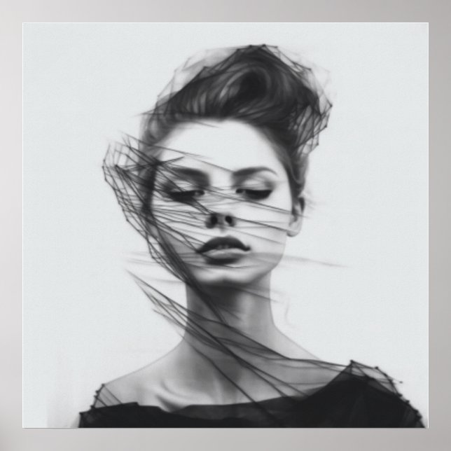 Lineale Kunst Zeichne weibliches Body Poster (Vorne)