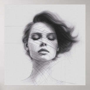 Lineale Kunst Zeichne weibliches Body Poster