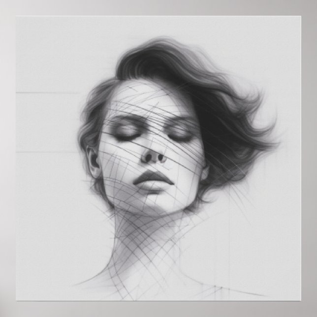 Lineale Kunst Zeichne weibliches Body Poster (Vorne)