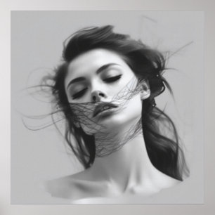 Lineale Kunst Zeichne weibliches Body Poster