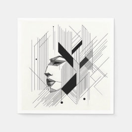 Linear Abstract Portrait Serviette