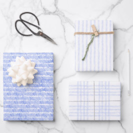 Linear Blue Lines And Stripes Pattern Papers Geschenkpapier Set