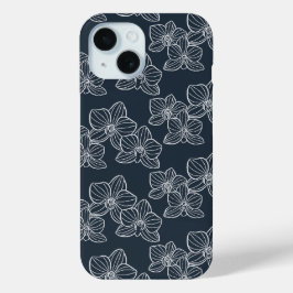 Linear Orchid | Elegant Botanical Dark Navy Case-Mate iPhone Hülle