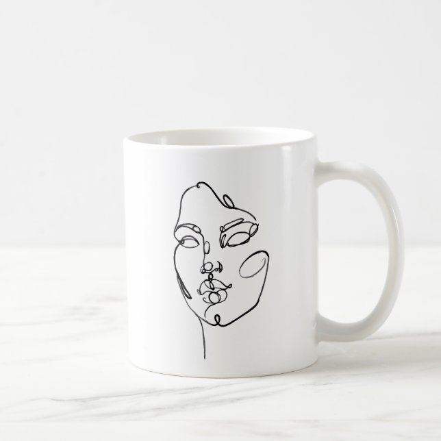 Lineare Gedanken - Gesichter Kaffeetasse (Rechts)