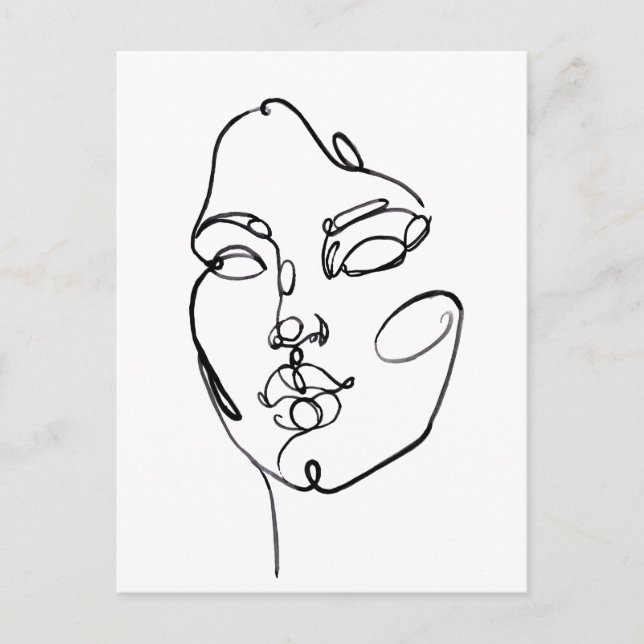 Lineare Gedanken - Gesichter Postkarte (Vorderseite)