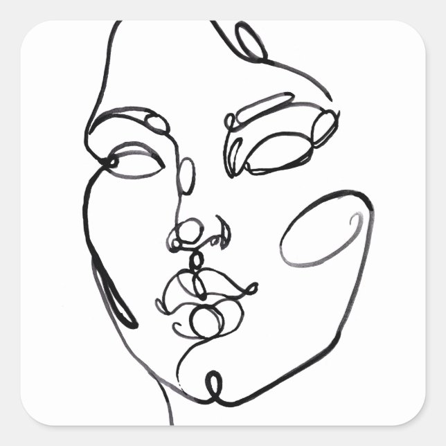 Lineare Gedanken - Gesichter Quadratischer Aufkleber (Vorderseite)