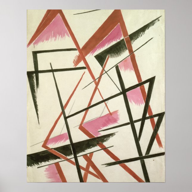 Lineare Konstruktion, c. 1921 (Gouache auf Papier) Poster (Vorne)