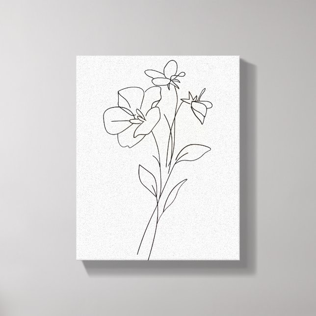 Lineare Kunst Zeichnend Blume Einfache Canvas Prin Leinwanddruck (Vorderseite)