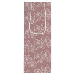 Lineare Orchidee | Botanischer Floral Staubrosa Geschenktüte Für Weinflaschen