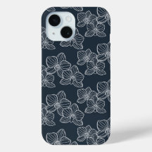Lineare Orchidee | Elegante Botanik Dunkle Navy