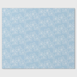Lineare Orchidee | Elegante florale himmelblaue Fa Geschenkpapier