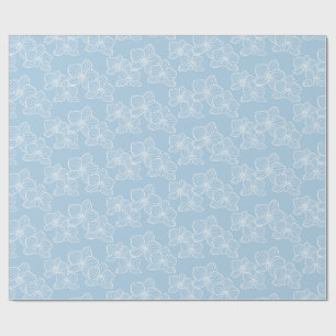 Lineare Orchidee   Elegante florale himmelblaue Fa Geschenkpapier