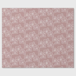Lineare Orchidee | Elegante florale staubige Rose Geschenkpapier