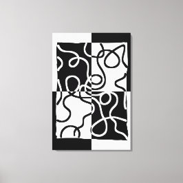 Lineare Überzeugung II: Abstrakt Schwarz und Weiß Leinwanddruck