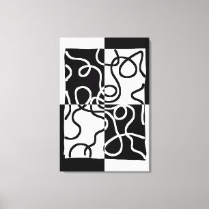 Lineare Überzeugung II: Abstrakt Schwarz und Weiß Leinwanddruck