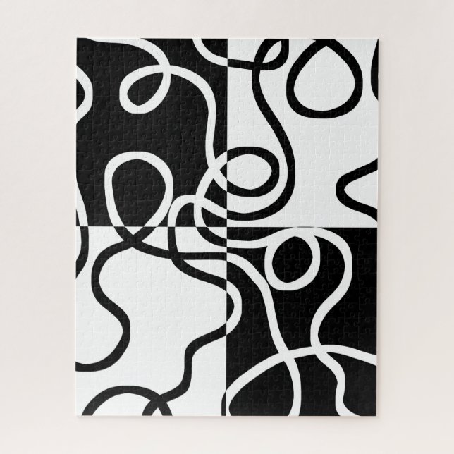 Lineare Überzeugung II: Abstrakt Schwarz und Weiß Puzzle (Vertikal)