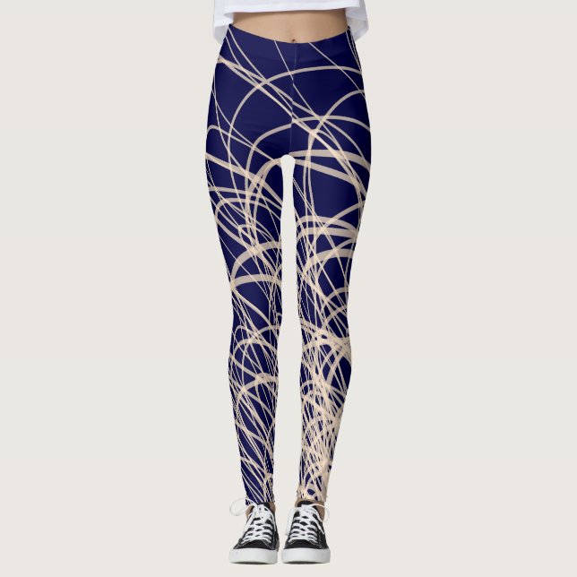 Lineare Waves2 Blau - Leggings (Vorderseite)