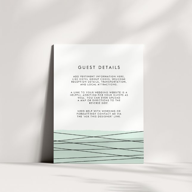 Lineare Wedding Guest Details Card | Meer Begleitkarte (Von Creator hochgeladen)