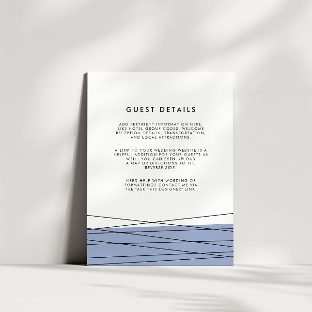 Lineare Wedding Guest Details Card | Steel Blue Begleitkarte (Von Creator hochgeladen)