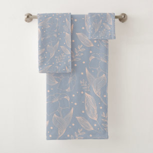 Lineares Blumenmuster Darstellung mit Blume Badhandtuch Set