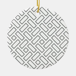 Lineares Schwarz-Weiß-Blockmuster - Weiß Keramik Ornament