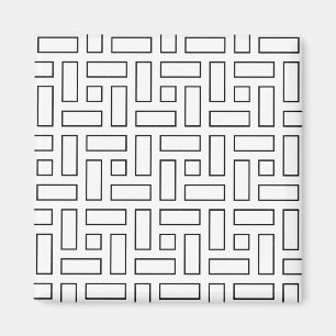 Lineares Schwarz-Weiß-Blockmuster - Weiß Magnet