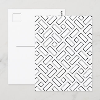 Lineares Schwarz-Weiß-Blockmuster - Weiß Postkarte