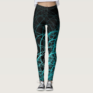 Lineares Wellen-Blau - Leggings