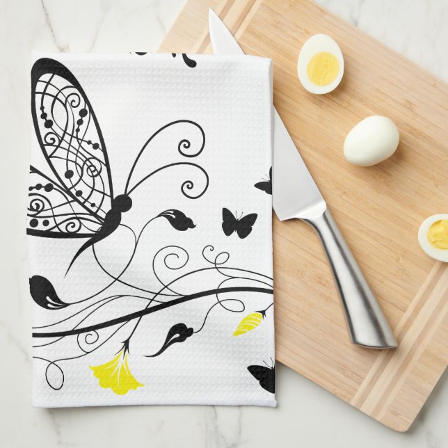 Lineart Butterflies American MoJo Kitchen Handtuch (Viertel Falte)