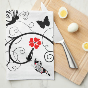 Lineart Butterflies American MoJo Kitchen Handtuch