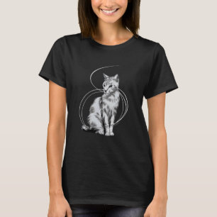 Lineart-Katze Katzenzeichnung als weißes Motiv Kör T-Shirt