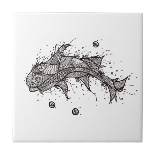 Lineart Whale Keramik Tile Fliese (Vorderseite)