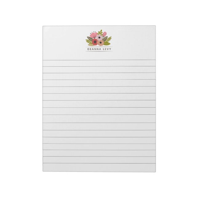 Lined Floral Bouquet Personalisiert Business Notep Notizblock (Rotiert)