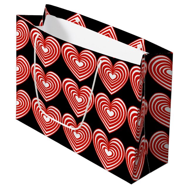 Lined Hearts Große Geschenktüte (Vorderseite Schrägansicht)