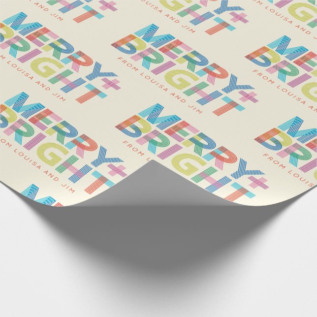 Lined Merry + Helle Ferientypografie Geschenkpapier (Ecke)