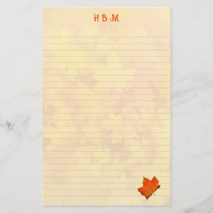 Lined Mit Monogramm Herbstbelästigung Persönliches Briefpapier