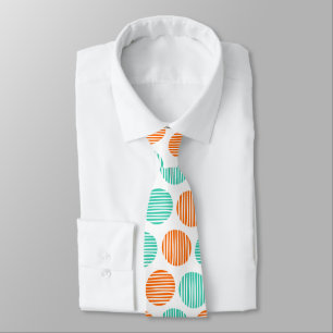 Lined Spots 190917 - Orange und Aqua auf Weiß Krawatte
